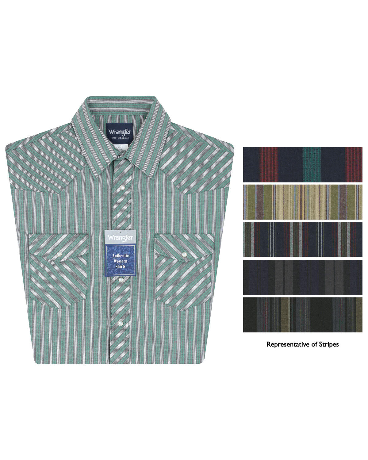 Image #1 - Wrangler Assorted Striped or Plaid Long Sleeve Classic Western Shirt - Big & Tall, Stripe, hi-res
