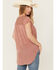 Image #4 - Nostalgia Women's Lace Trim Short Sleeve Tie Front Shirt, Mauve, hi-res