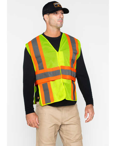 Image #1 - Hawx Men's 2-Tone Mesh Work XL Vest - Big & Tall, Yellow, hi-res