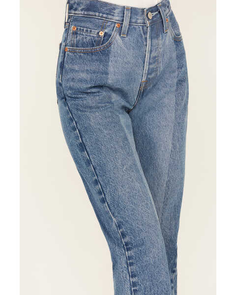Image #4 - Levi's Women's Medium Wash Laser Craft High Rise Two Toned 501 Straight Jeans , Medium Wash, hi-res