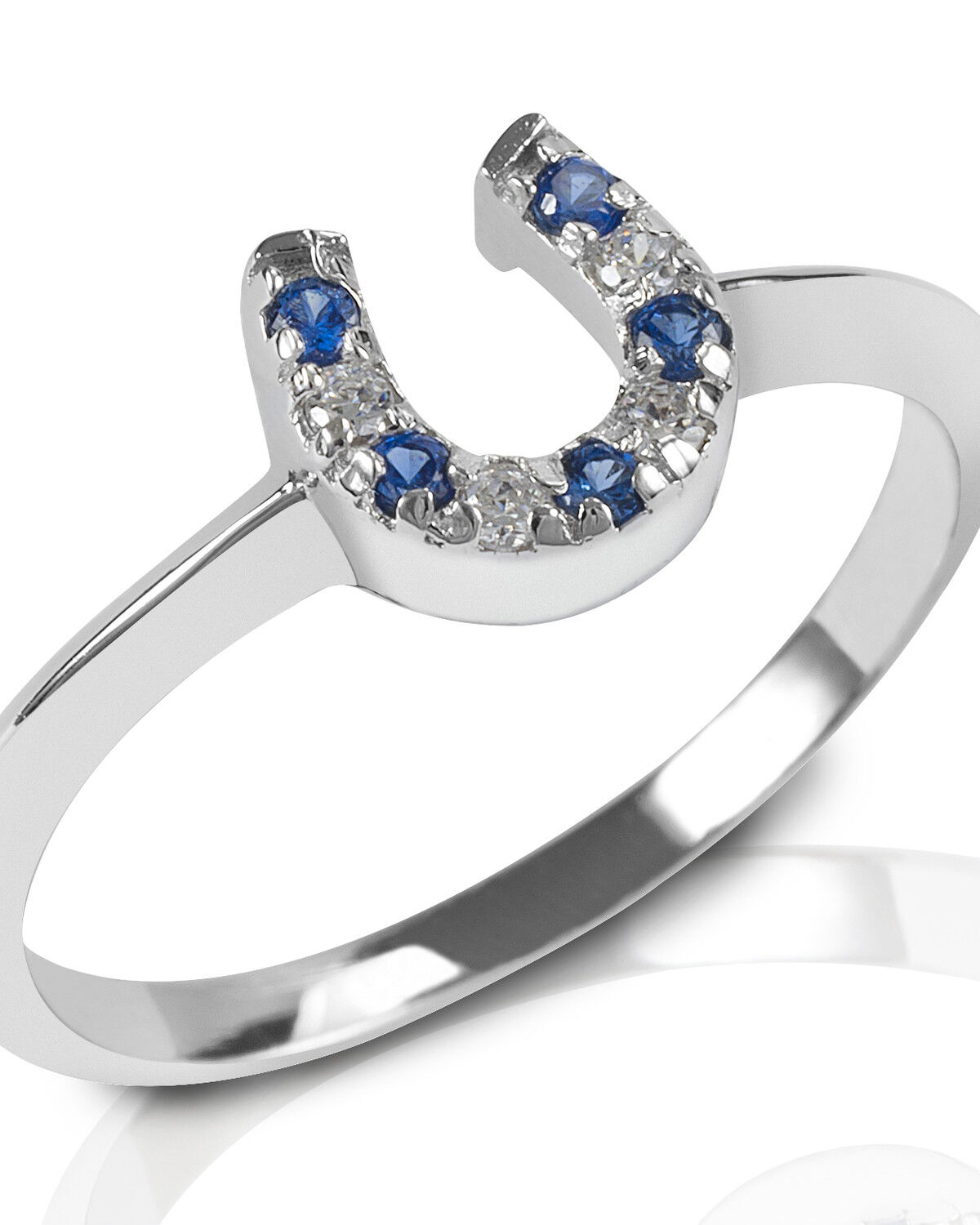 Image #1 - Kelly Herd Women's Blue & Clear Horseshoe Ring, , hi-res