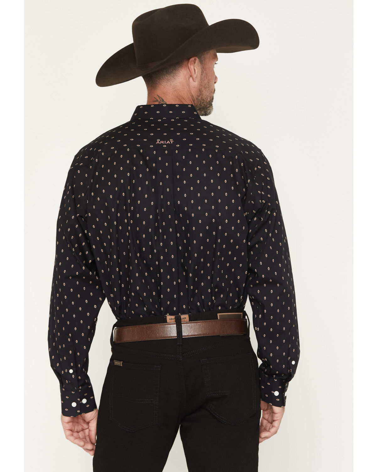 Image #4 - Ariat Men's Wrinkle Free Asher Geo Print Long Sleeve Button-Down Western Shirt, Black, hi-res