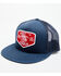Image #1 - Lazy J Ranchwear Men's Navy Red Ranch Logo Patch Mesh Back Ball Cap, Navy, hi-res