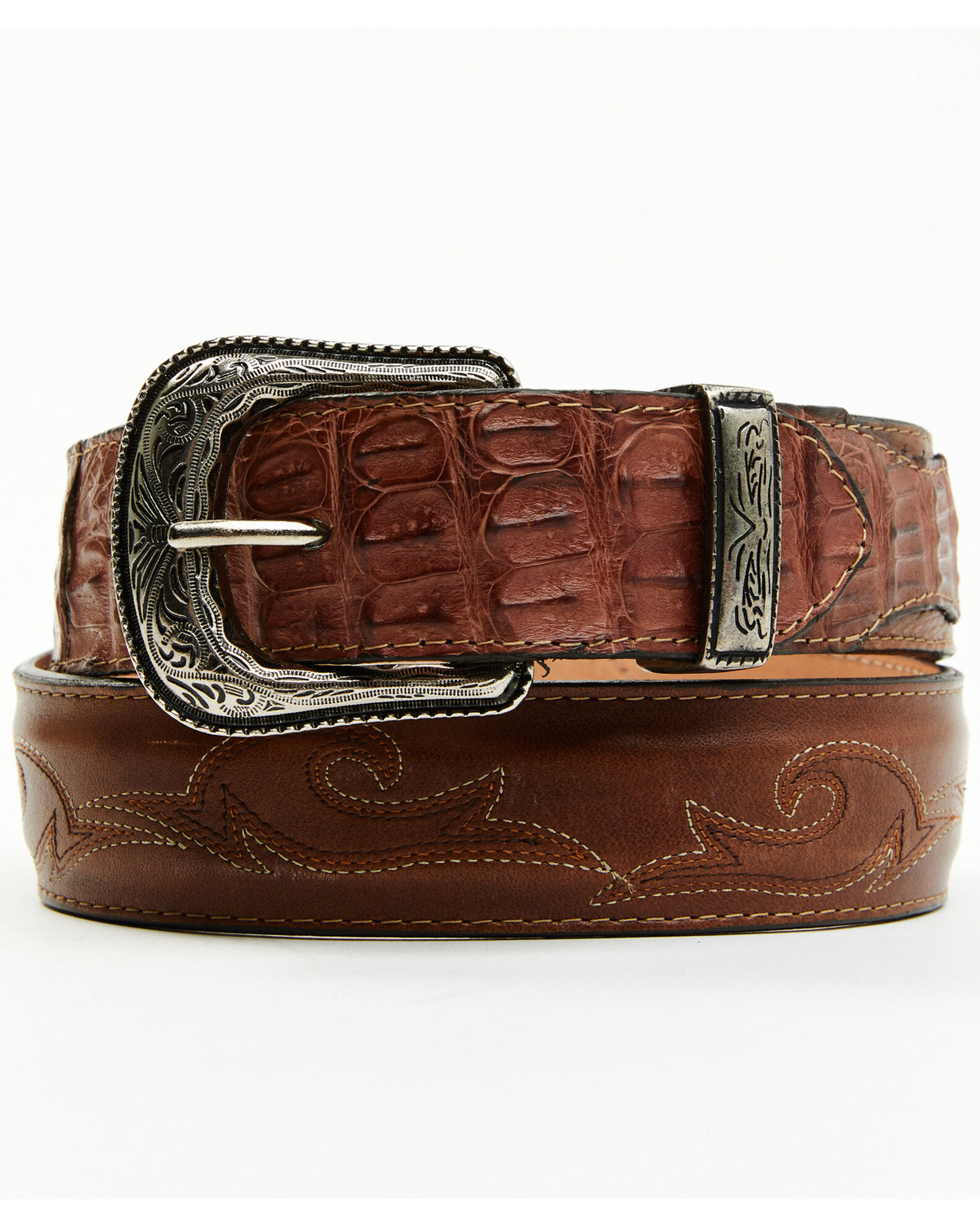 Cody James Men s Cypress Two Tone Embroidered Caiman Western Belt Sheplers