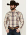 Image #1 - Cody James Men's Pay Day Plaid Print Long Sleeve Snap Western Shirt, Tan, hi-res