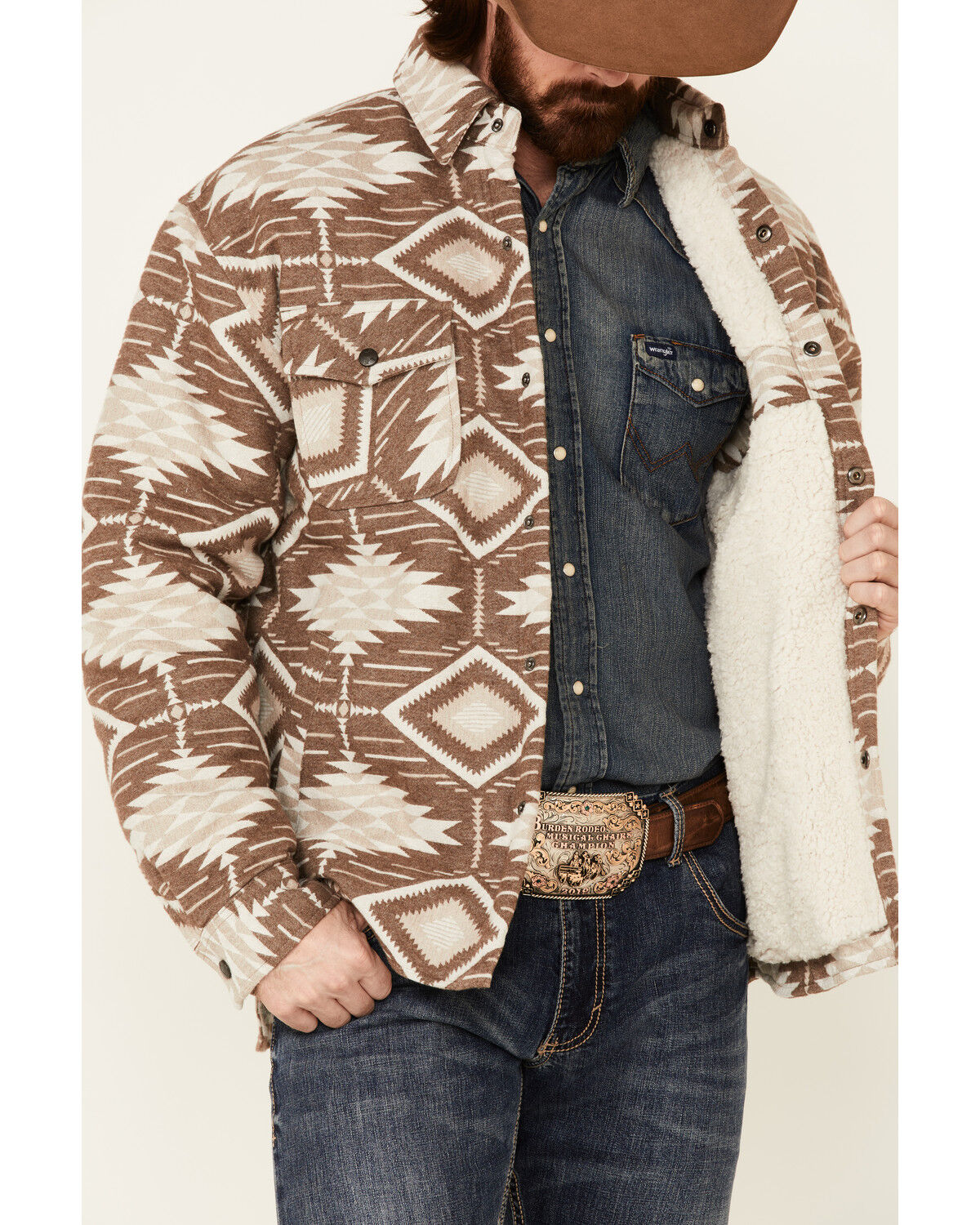Image #3 - Outback Trading Co. Brown Ronan Southwestern Print Snap-Front Jacket, Brown, hi-res
