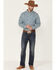 Image #2 - Cody James Core Men's Workforce Floral Print Long Sleeve Button-Down Western Shirt, Blue/white, hi-res