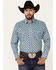 Wrangler Men's Silver Edition Turquoise Southwestern Stripe Long Sleeve Pearl Snap Western Shirt , Turquoise, hi-res