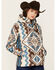 Image #1 - Ariat Women's Chimayo Print Hooded Puffer Jacket, Cream, hi-res