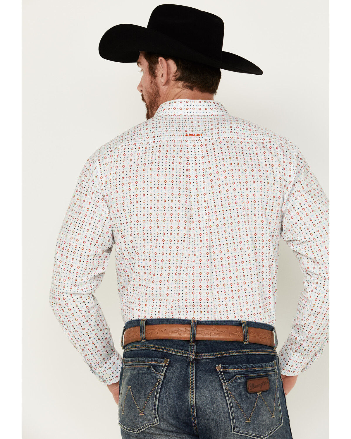 Image #4 - Ariat Men's Kade Geo Print Long Sleeve Button-Down Western Shirt, White, hi-res