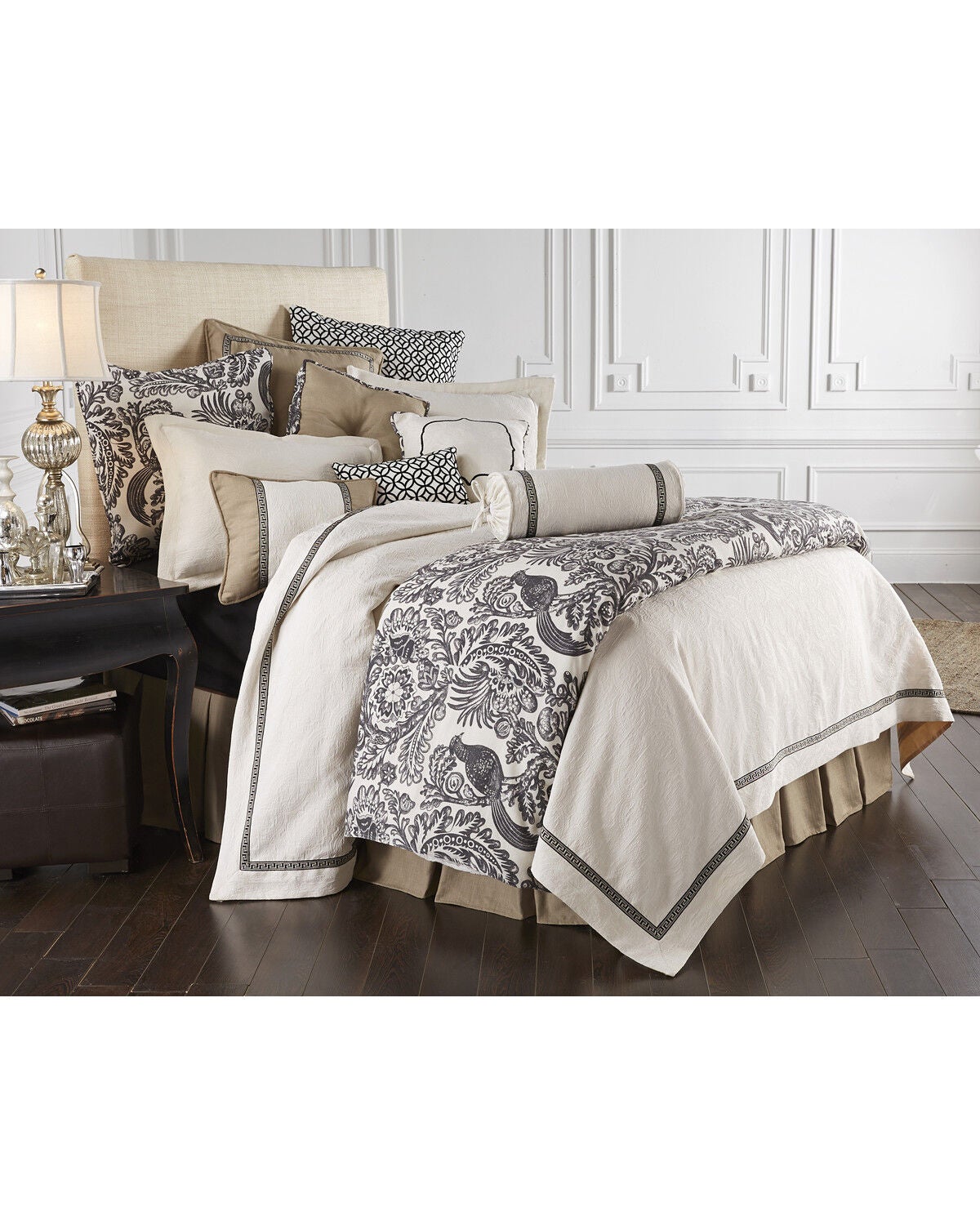 HiEnd Accent Khaki Augusta Four-Piece Bedding Collection, Super Queen, Khaki, hi-res