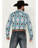 Image #4 - Rock & Roll Denim Men's Southwestern Print Long Sleeve Pearl Snap Stretch Western Shirt, Turquoise, hi-res