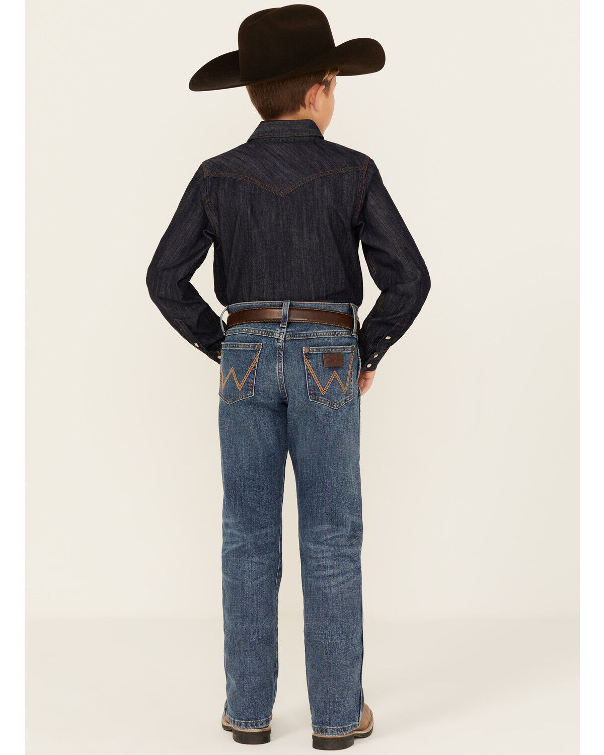 Image #3 - Wrangler Retro Boys' Medium Wash Relaxed Bootcut Stretch Denim Jeans, Blue, hi-res