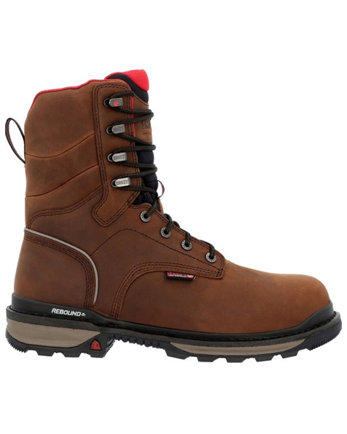 Image #2 - Rocky Men's Rams Horn Waterproof 8" Lace-Up Work Boots - Composite Toe, Brown, hi-res