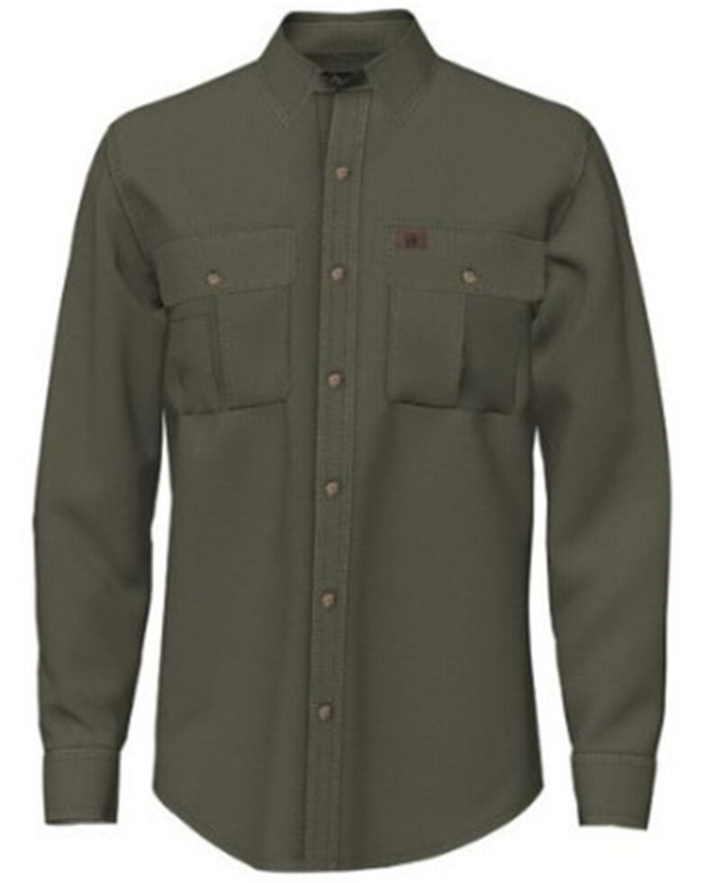 Wrangler Men's Riggs Ripstop Long Sleeve Button-Down Work Shirt, Olive, hi-res
