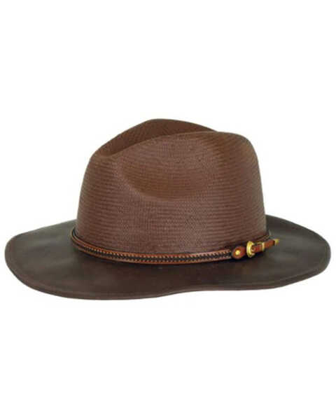 Image #1 - Outback Trading Co. Women's Perth Leather Straw Western Fashion Hat , Brown, hi-res