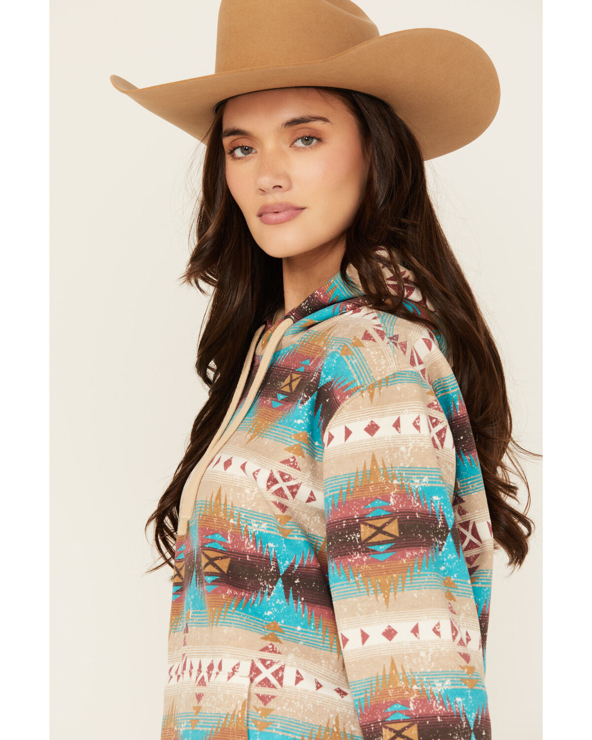 Image #2 - Ariat Women's Boot Barn Exclusive Southwestern Print Logo Hoodie, Multi, hi-res