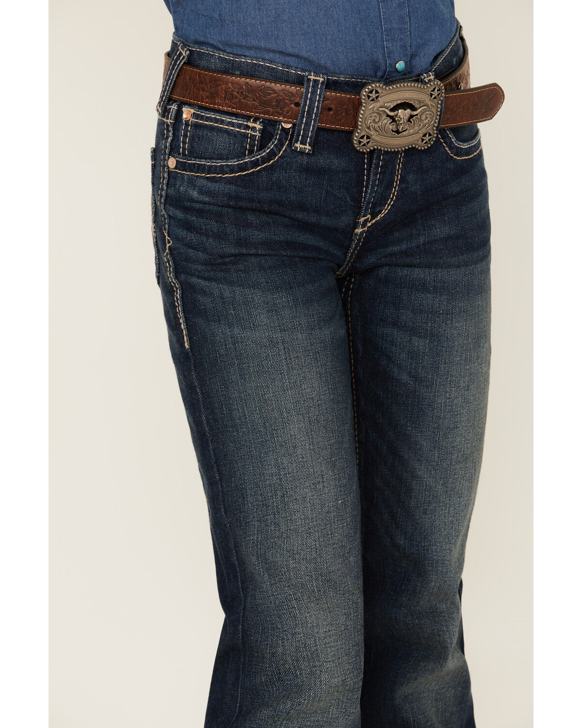 Image #2 - Ariat Girls' Olivia Trouser Stretch Denim Jeans, Blue, hi-res
