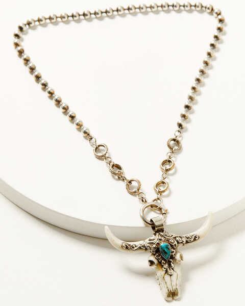 Image #2 - Erin Knight Designs Women's Vintage Sterling Plated Chain With Longhorn Pendant Necklace , Gold, hi-res
