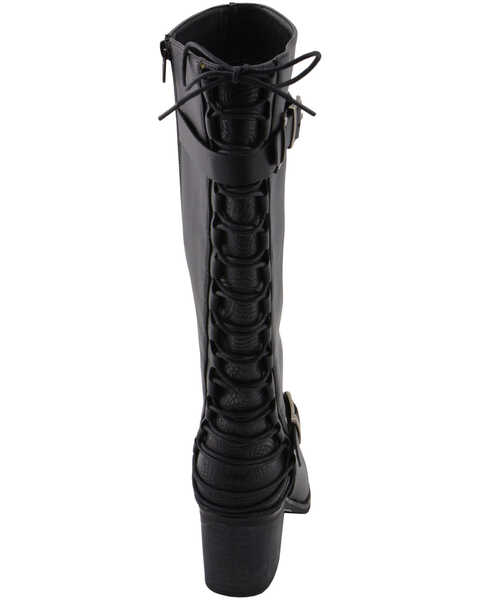 Image #7 - Milwaukee Leather Women's Back End Laced Riding Boots - Round Toe, Black, hi-res