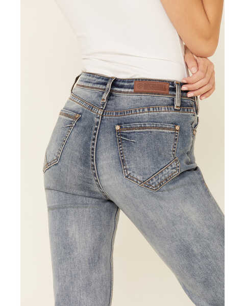 Image #4 - Rock & Roll Denim Women's Button Front Trouser Jeans, Blue, hi-res