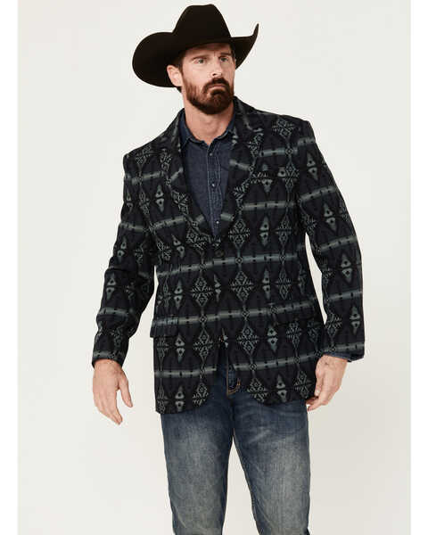 Image #1 - Rock & Roll Denim Men's Southwestern Print Modern Fit Sportcoat , Black, hi-res