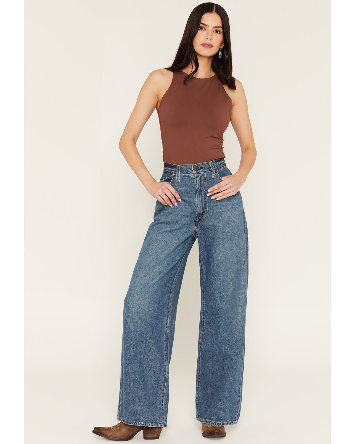 Image #1 - Levi's Women's Chasing Dreams Medium Wash High Rise Cinch Baggy Denim Jeans, Medium Wash, hi-res