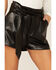 Sadie & Sage Women's Black Faux Leather Self Belt Shorts, Black, hi-res