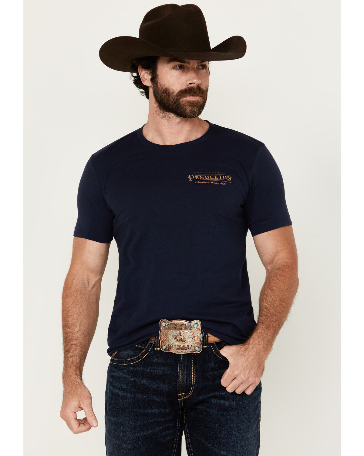 Image #2 - Pendleton Men's Rectangle Logo Short Sleeve Graphic T-Shirt, Dark Blue, hi-res