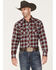 Wrangler Retro Men's Plaid Print Long Sleeve Snap Western Shirt, Red, hi-res