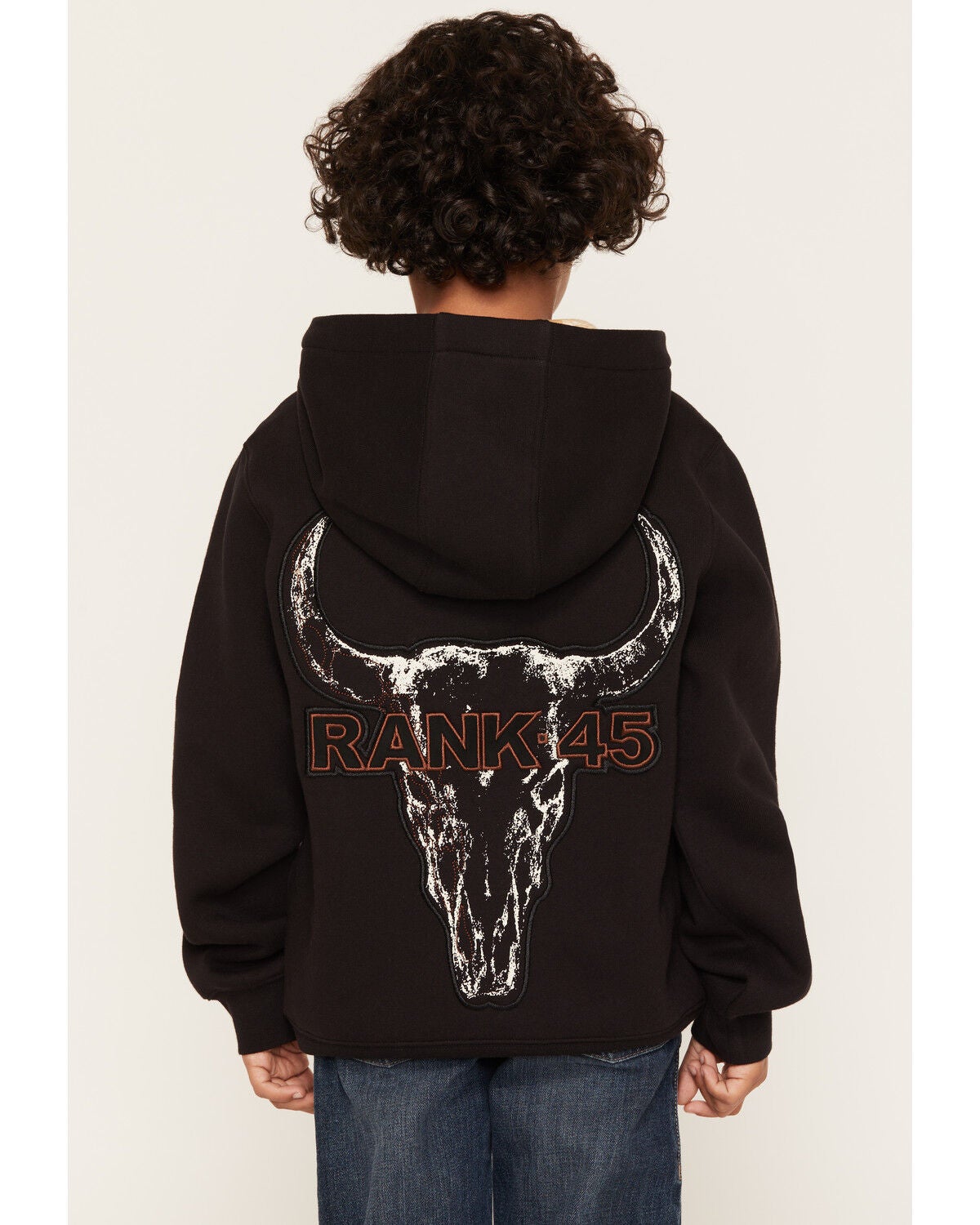 RANK 45&reg; Boys' Desert Steer Logo Hooded Sweatshirt, Black, hi-res