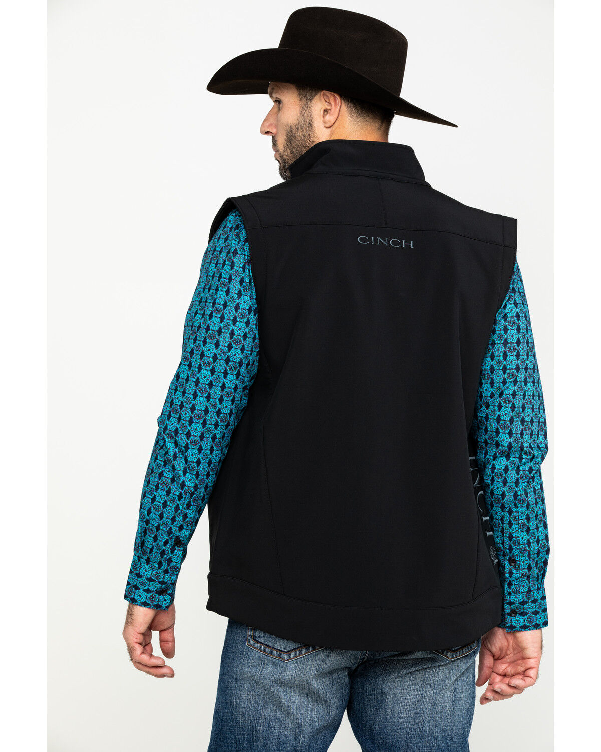 Image #2 - Cinch Men's Solid Bonded Softshell Zip Vest, , hi-res