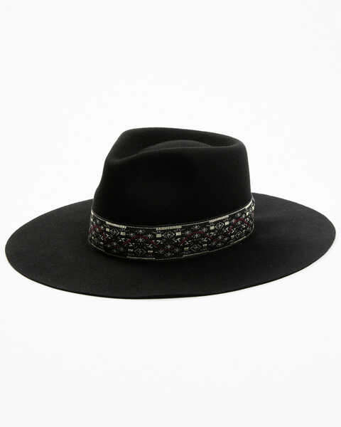 Image #1 - Shyanne Women's Jacquard Ribbon Band Felt Western Fashion Hat, Black, hi-res