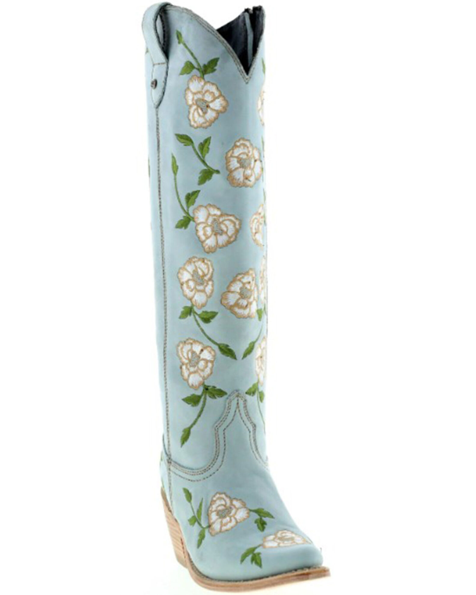 Botas Caborca For Liberty Black Women s Embroidered Roses Tall Western Boots Snip Toe Sheplers