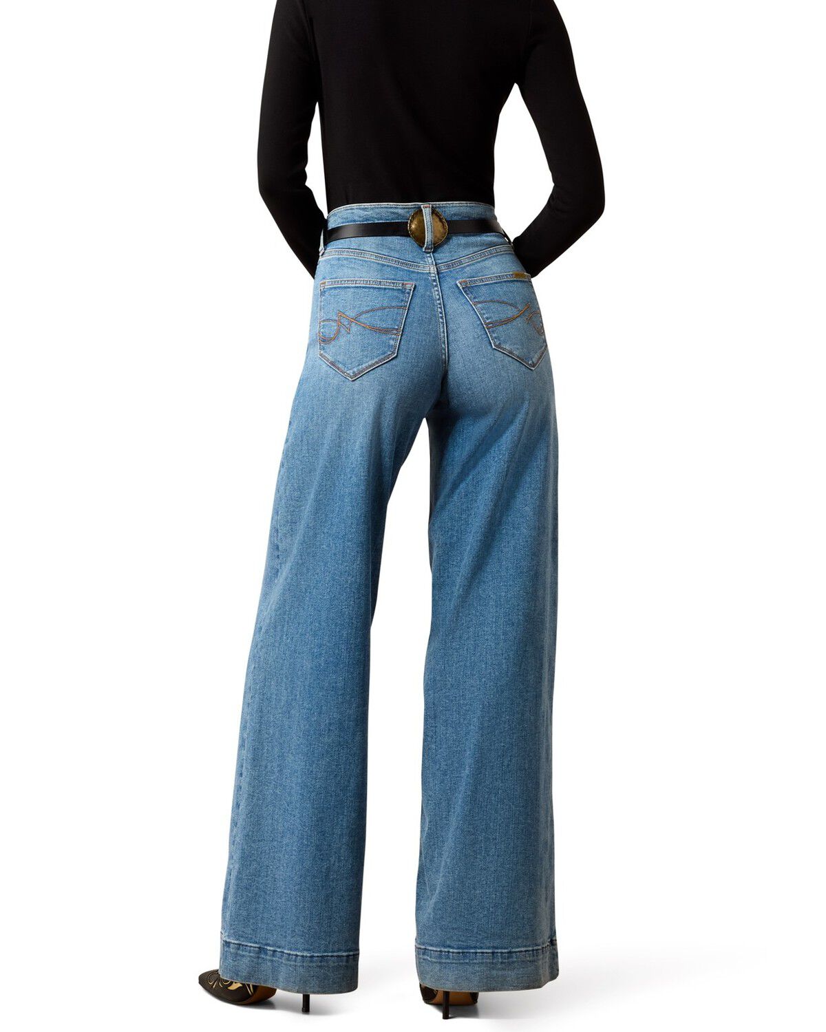 Image #2 - Ariat Women's Vilma Medium Wash Revel High Rise Wide Leg Ultrastretch Denim Jeans, Medium Wash, hi-res