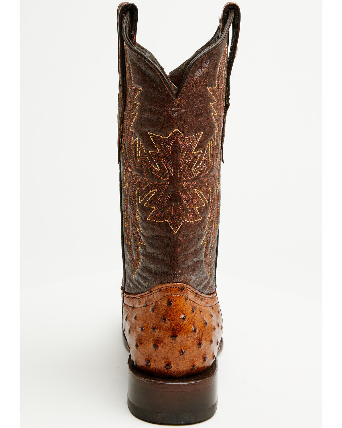 Image #5 - Tanner Mark Men's Ostrich Print Western Boots - Broad Square Toe, Cognac, hi-res
