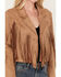 Saints & Hearts Women's Faux Suede Cropped Fringe Jacket, Tan, hi-res