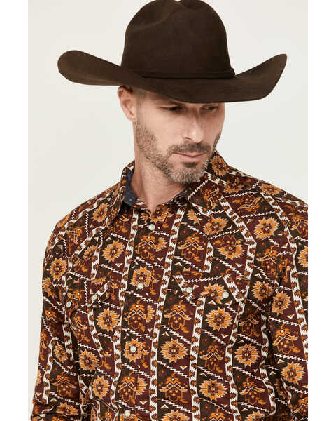 Image #2 - Cody James Men's Row Boat Southwestern Print Long Sleeve Snap Western Shirt , Red, hi-res