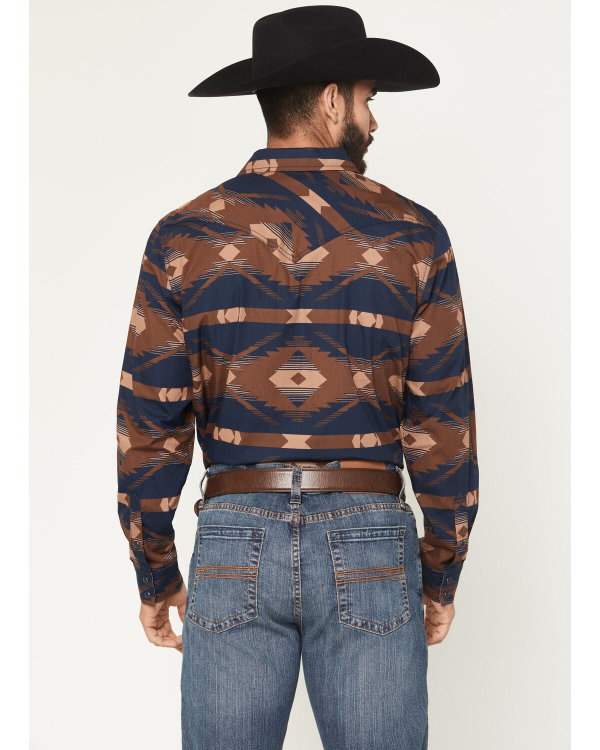 Image #4 - Cody James Men's Red River Range Southwestern Print Long Sleeve Snap Western Shirt, Burgundy, hi-res
