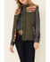 Hooey Women's Green Serape Yoke Button Vest, Green, hi-res