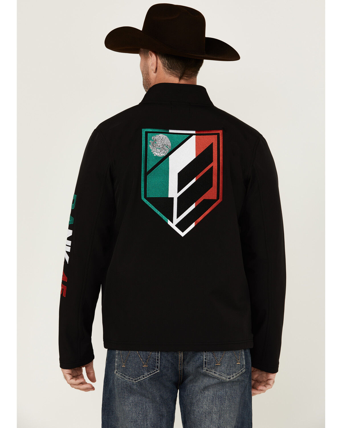 Image #1 - RANK 45® Men's Mexico Flag Softshell Jacket, Black, hi-res