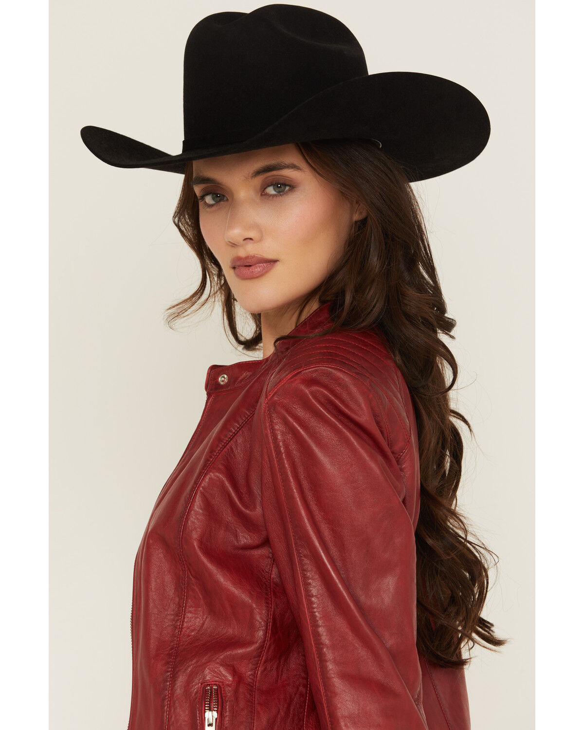 Image #2 - Scully Women's Leather Racing Jacket, Red, hi-res