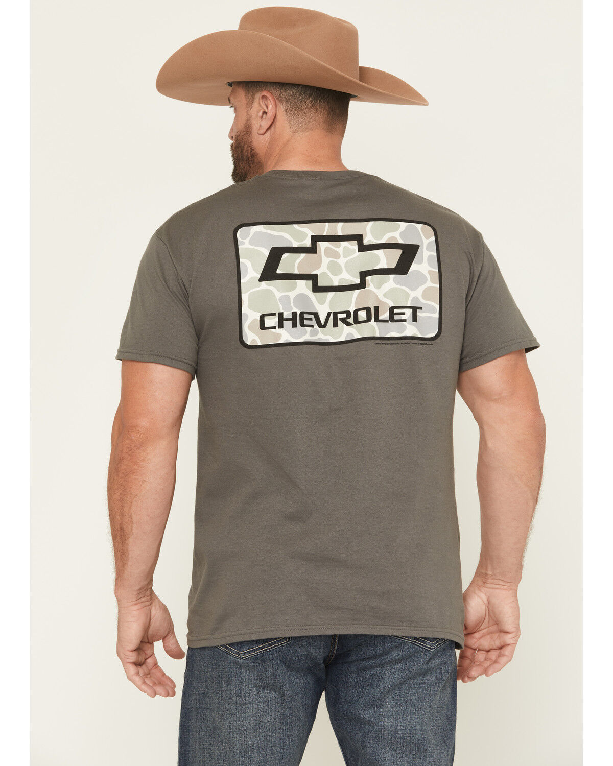 Image #1 - Buckwear Men's Camo Chevy Logo Short Sleeve Graphic T-Shirt, Charcoal, hi-res