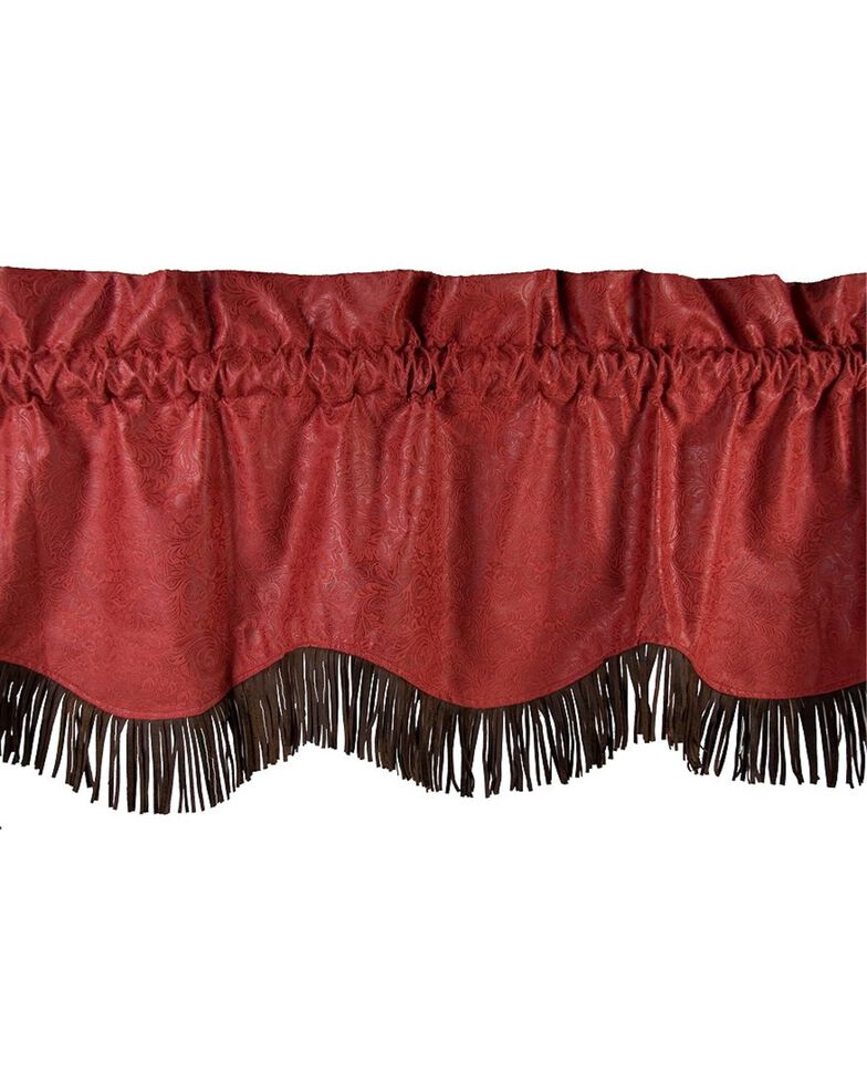 HiEnd Accents Cheyenne Tooled Faux Leather Valance, Red, hi-res