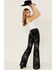 Wrangler Women's Star Struck Black High Rise Flare Jeans, Black, hi-res