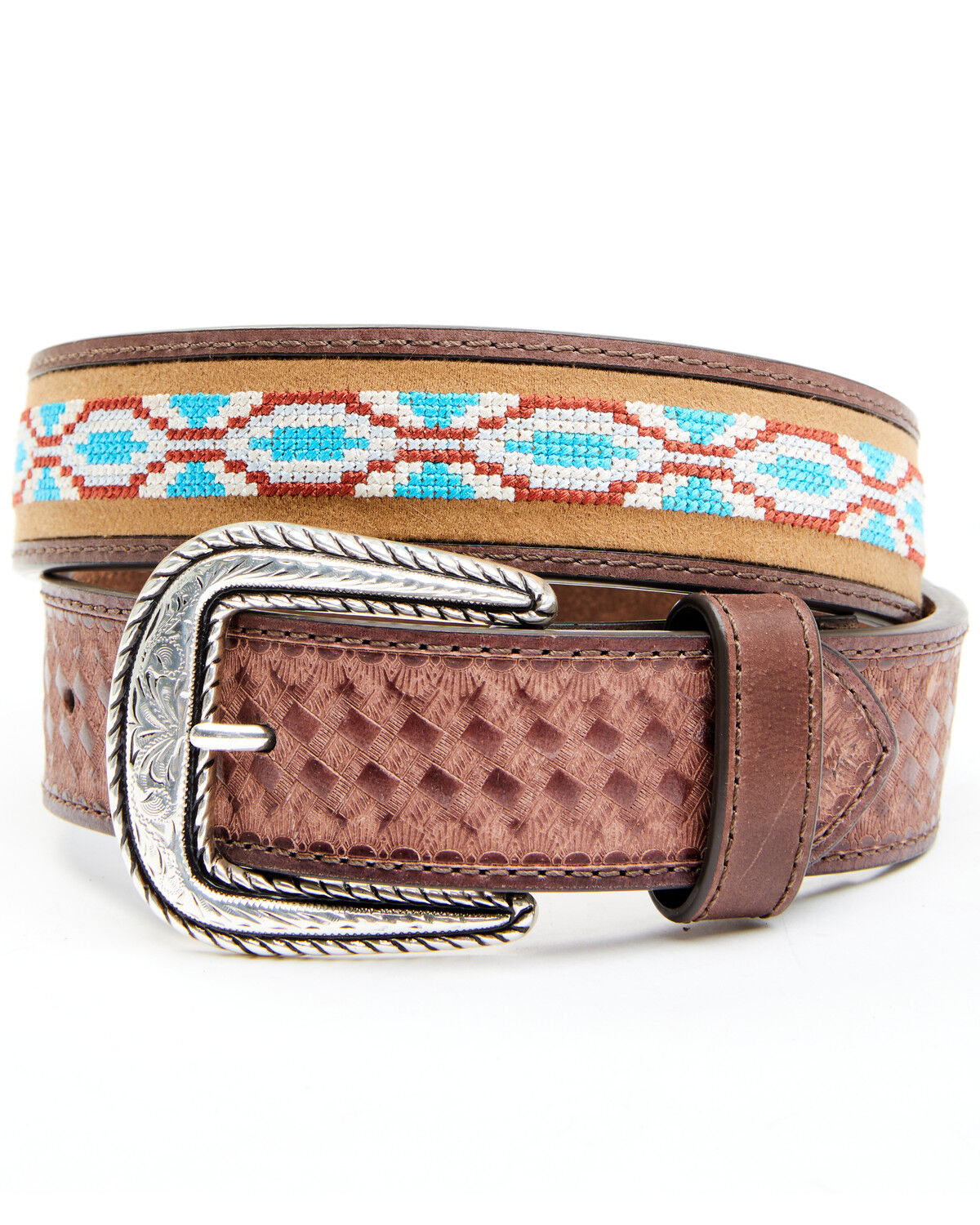 Image #1 - Cody James Men's Southwestern Basket Weave Western Belt, Tan, hi-res
