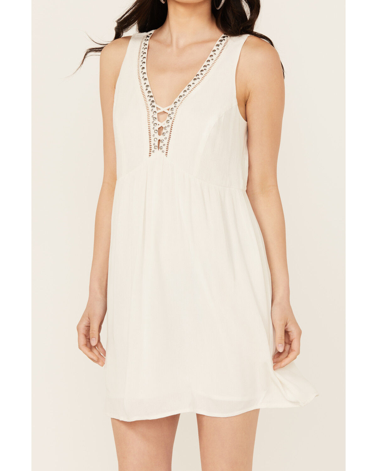 Image #3 - Idyllwind Women's Winfrey Criss Cross Front Embellished Mini Dress, Ivory, hi-res