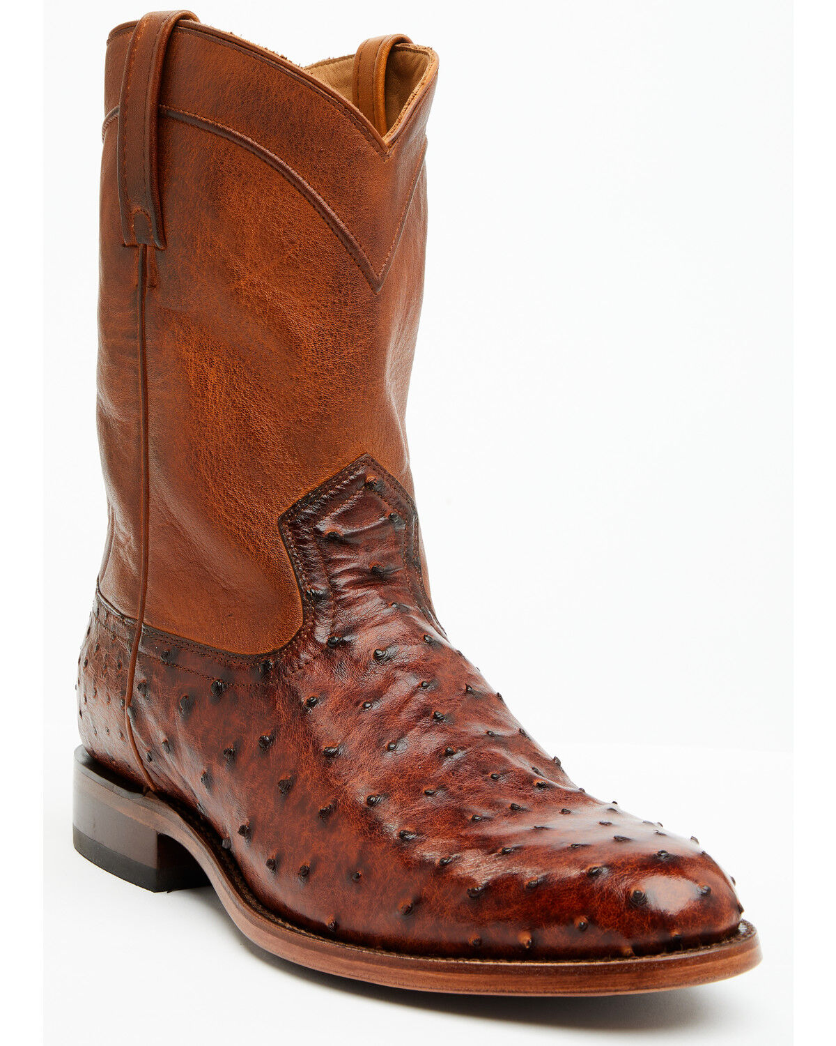 Image #1 - Cody James Black 1978® Men's Carmen Exotic Full-Quill Ostrich Roper Boots - Round Toe, Cognac, hi-res