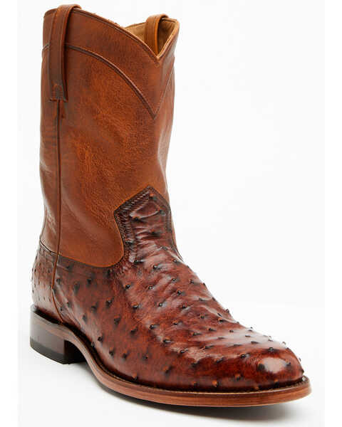 Cody James Black 1978 Men's Carmen Exotic Full-Quill Ostrich Roper Boots - Medium Toe , Cognac, hi-res