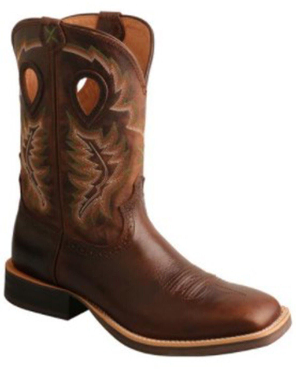Twisted X Men's Ruff Stock Performance Western Boots - Square Toe, Dark Brown, hi-res